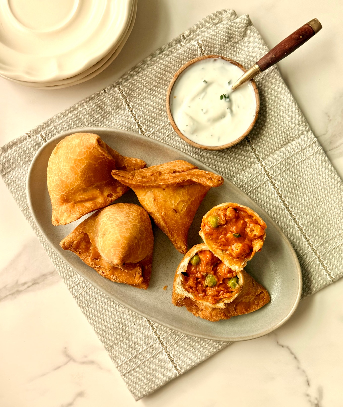 Crispy Samosas with Butter Chickpea Filling