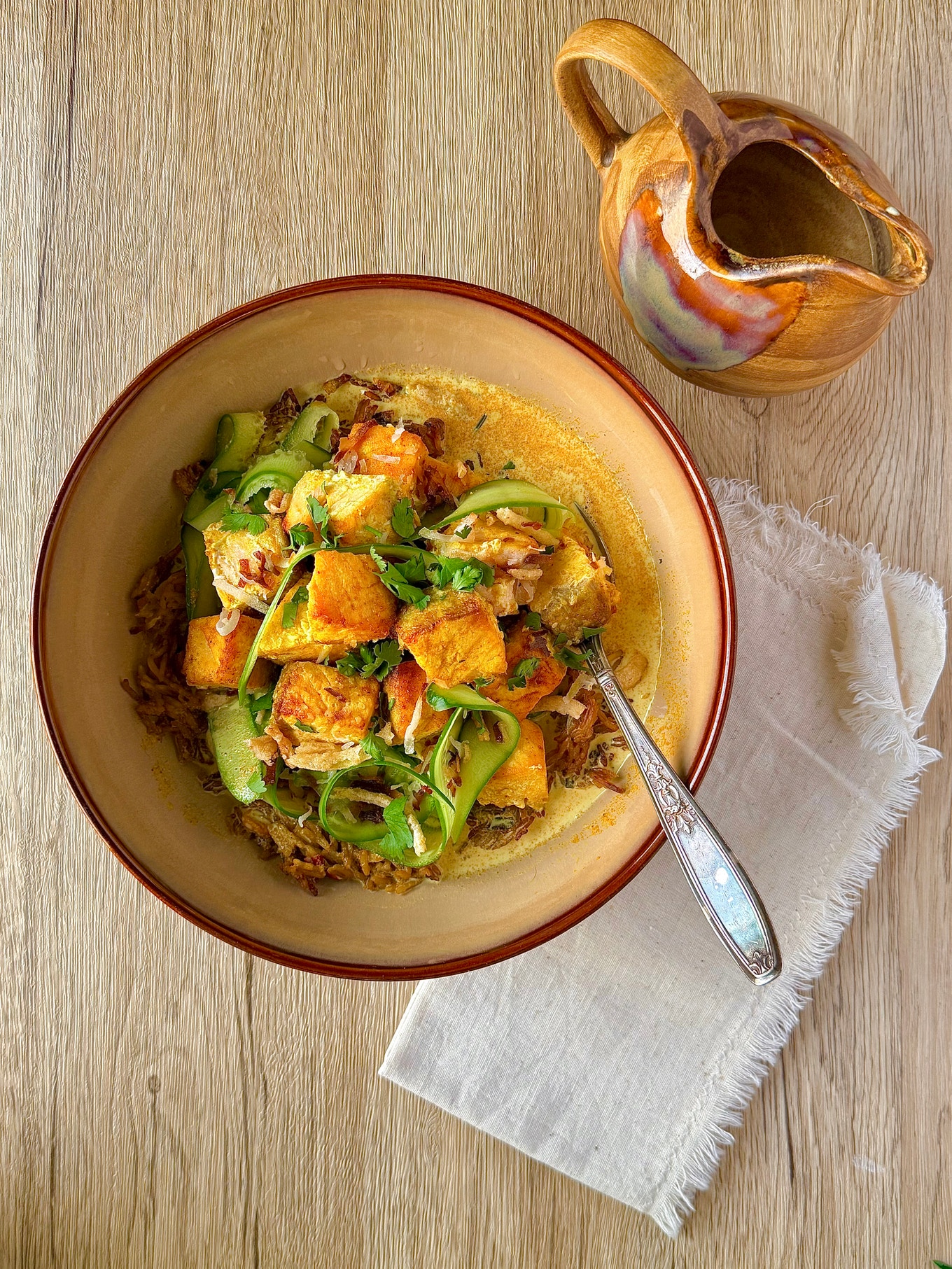 Curried Salmon Fried Rice Bowl