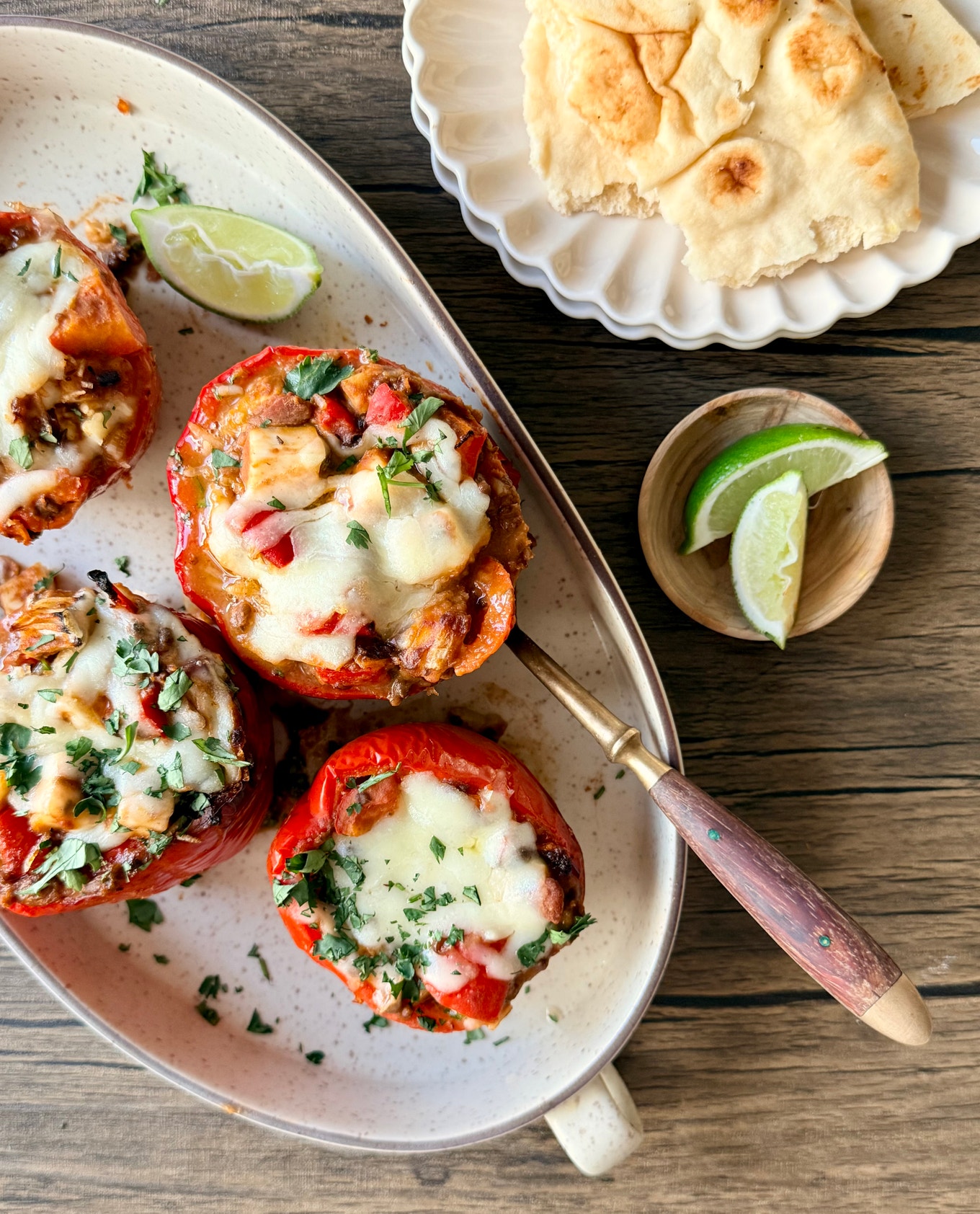 Rice & Lentil Stuffed Peppers with Paneer