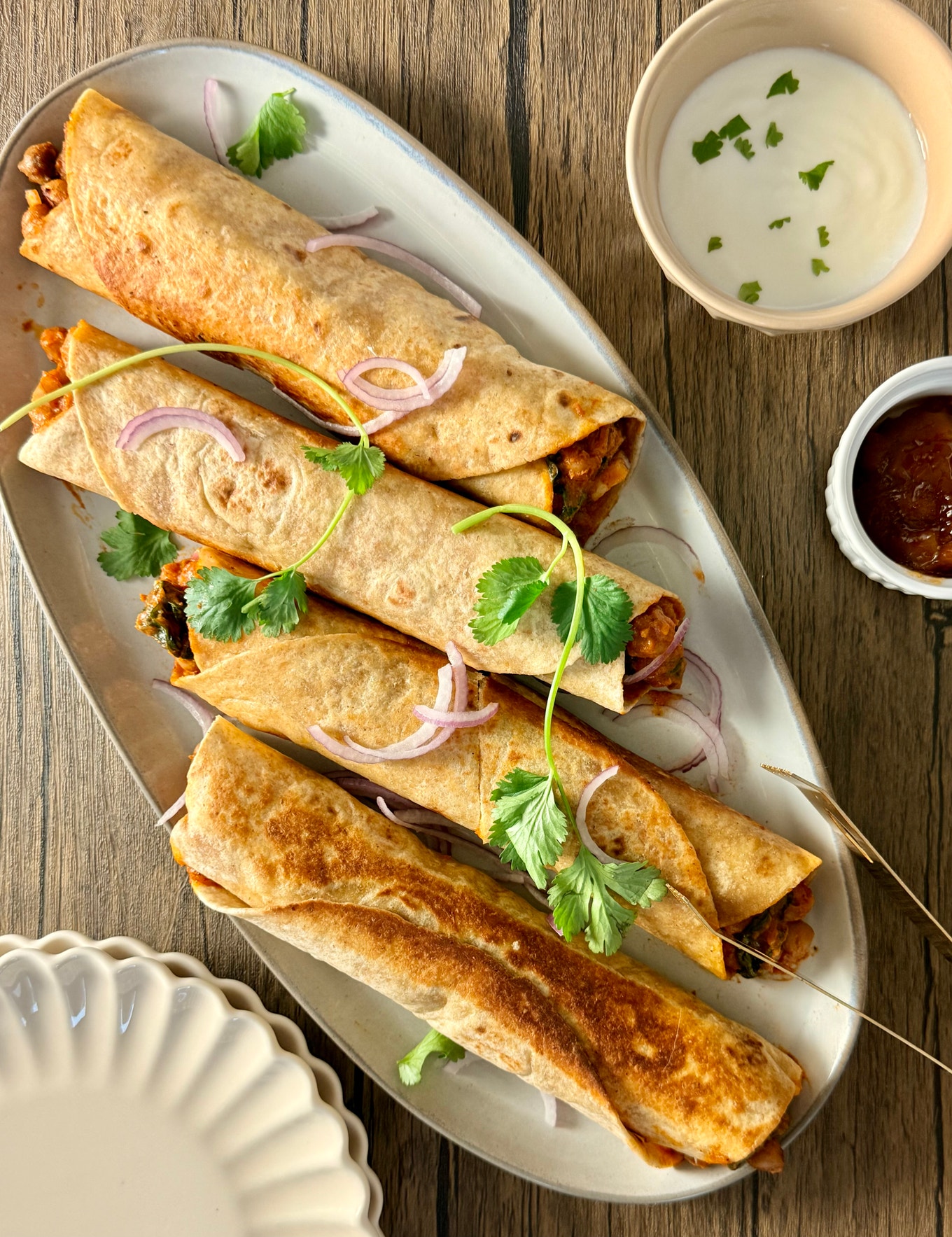 Stuffed Roti with Paneer & Butter Chickpea