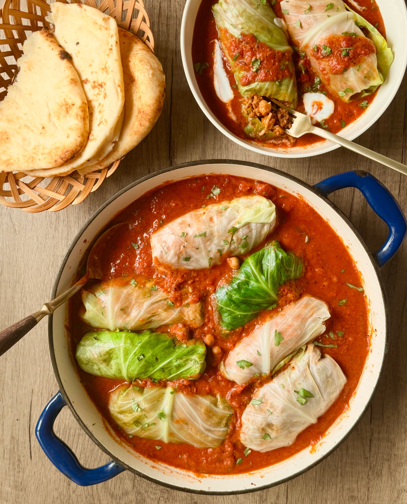 Cabbage Rolls with Beef & Butter Chickpea