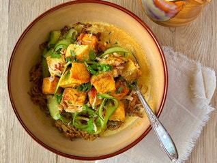 Curried Salmon Fried Rice Bowl