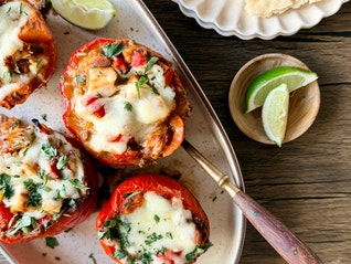 Rice & Lentil Stuffed Peppers with Paneer