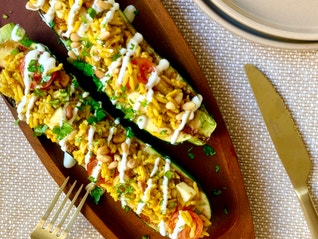 Zucchini Boats stuffed with Vegetables and Rice